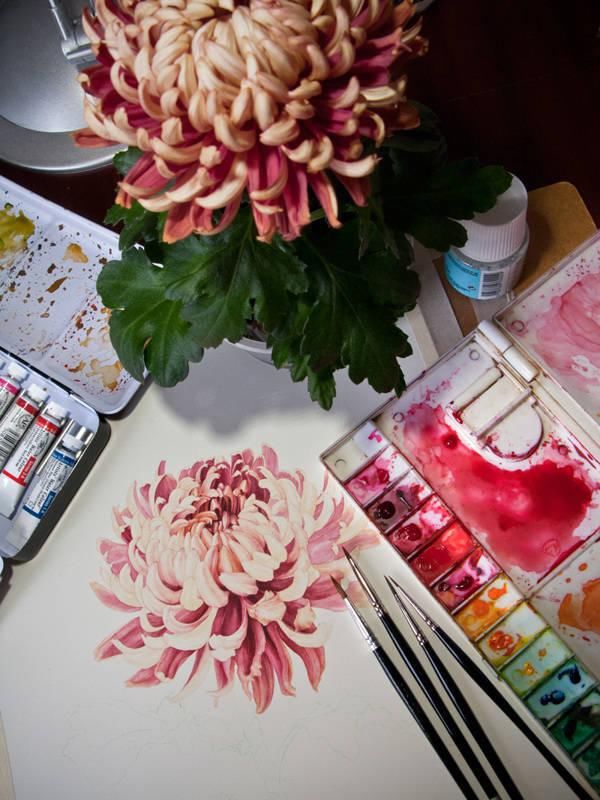  全职|一位全职妈妈喜欢疯狂画画，教你画水彩花卉