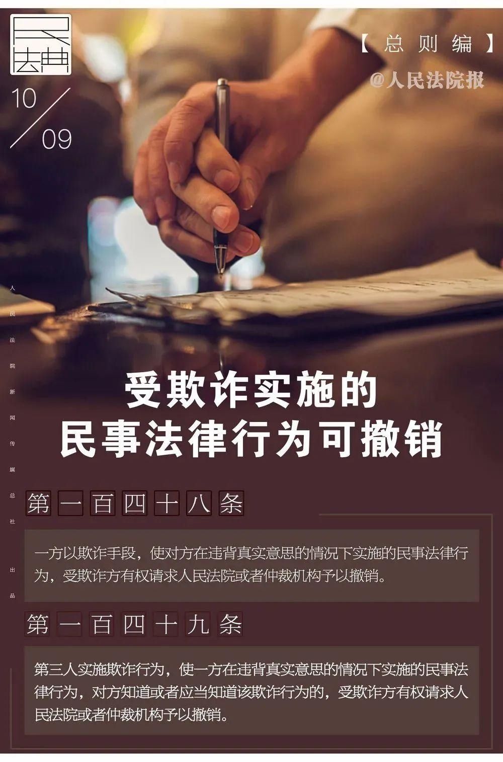 实施|每日一“典”：受欺诈实施的民事法律行为可撤销 | 学习《民法典》