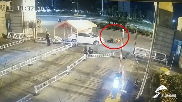 门岗|监控丨轿车突然加速冲向校门门岗致3名保安被撞伤 驶离时再次碾压受伤保安