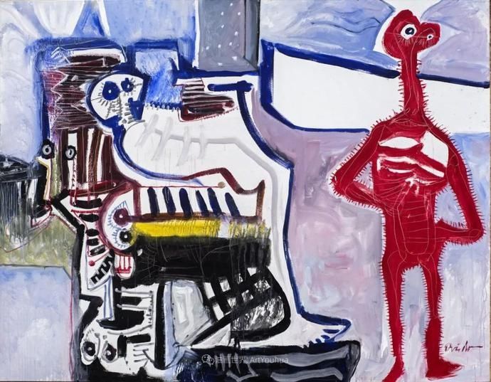  笔触|强烈的笔触和色彩，表现出韧性、肮脏及人性