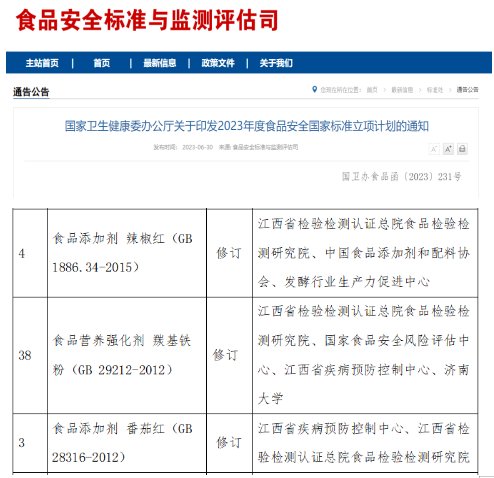 省检验检测认证总院食检院3项食品安全国家标准获批立项