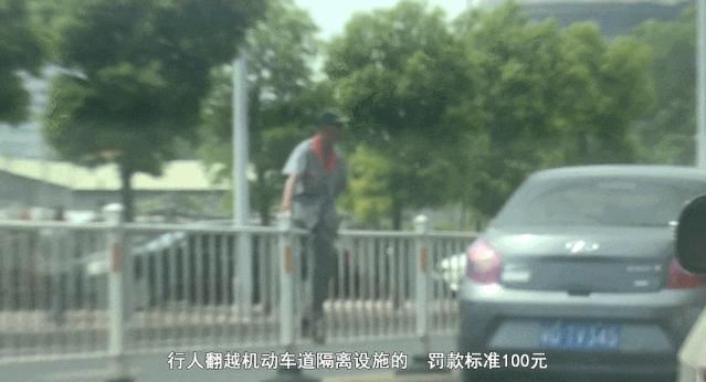 翻越|行人翻越机动车道隔离设施的，罚款标准100元！