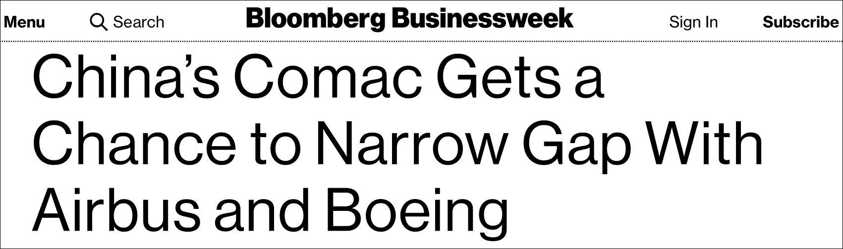  中国|彭博社撰文分析：中国商飞目前拥有和波音空客缩小距离的良机