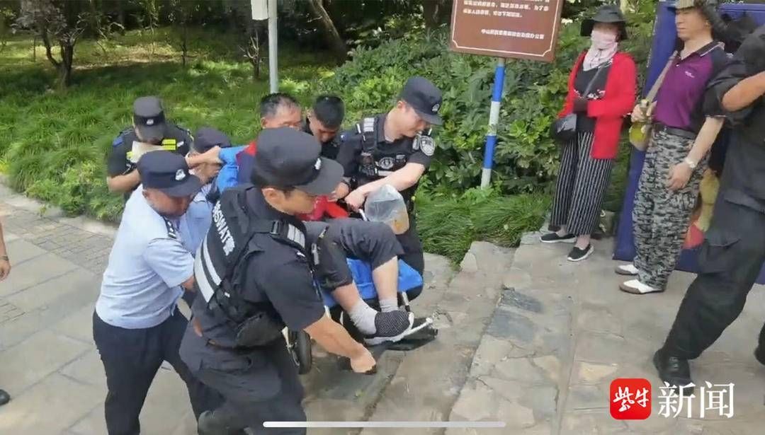 南京一老人坐电动轮椅游景区不慎落水 警民合力救援转危为安