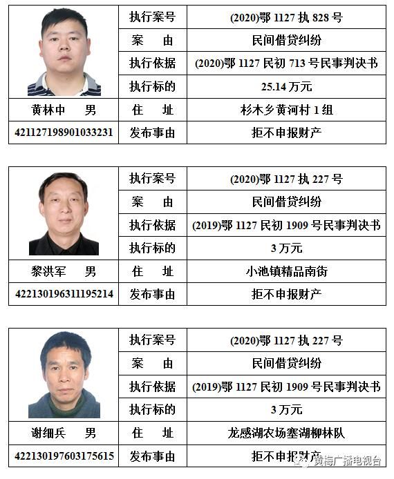  人民法院|黄梅县人民法院发布对邹南勇等110名被执行人的预拘留公告