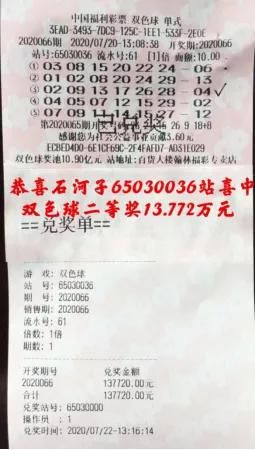 二等奖|漂亮古丽机选喜获13万余元双色球二等奖