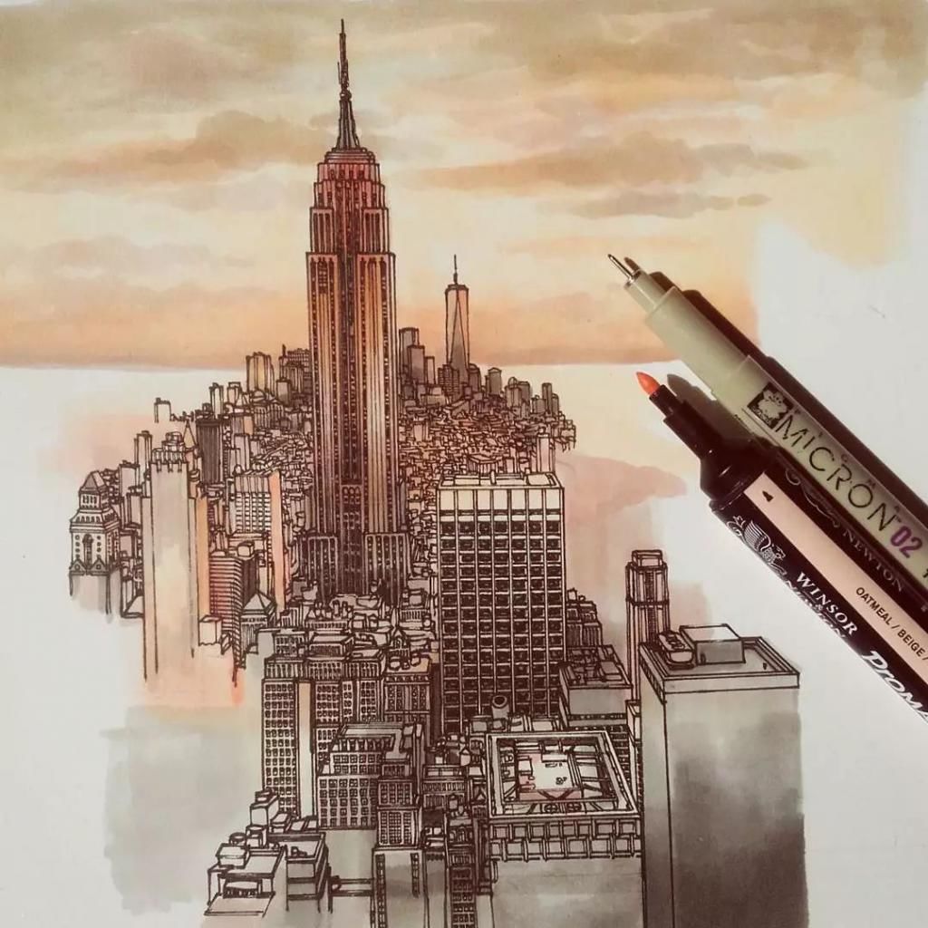 画师|英国插画师的钢笔建筑