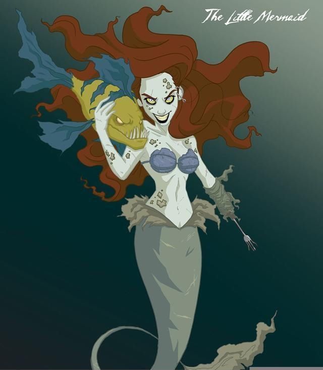  迪士尼|迪士尼公主变成恐怖“怪物”，丧尸让人害怕，吸血鬼画风妖娆！