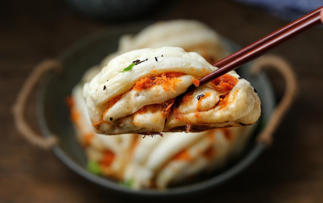  肉松|花卷煎着吃，松软与香脆完美结合，一次发酵省时省力，早餐不愁了