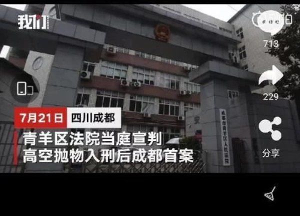 入刑|成都高空抛物入刑首案宣判，引网友热议