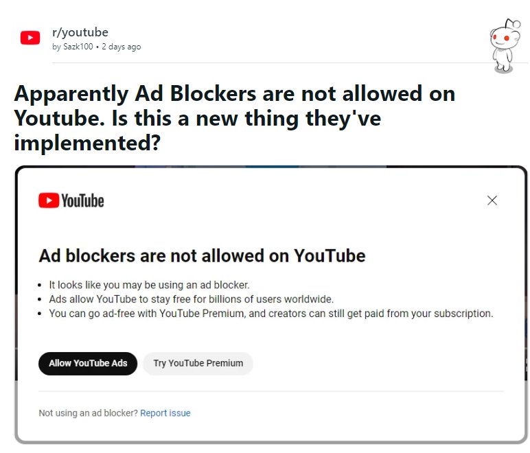 谷歌 YouTube 正测试屏蔽“广告拦截器”