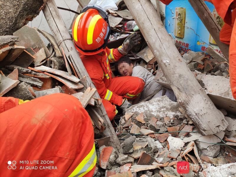  出租屋|江门一自建出租屋倒塌，3人逃生1人被压，消防成功救人