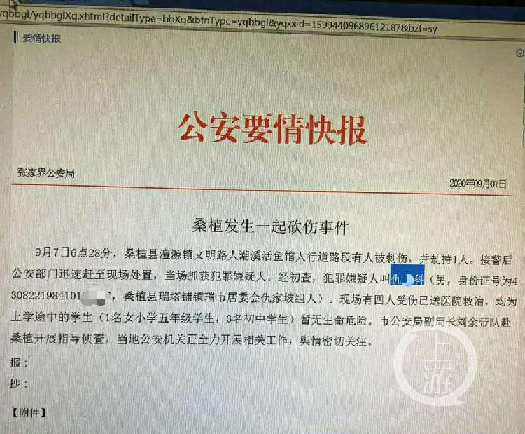 疑有|湖南桑植4学生上学途中被刺伤，嫌疑男子当场被抓获，疑有精神病