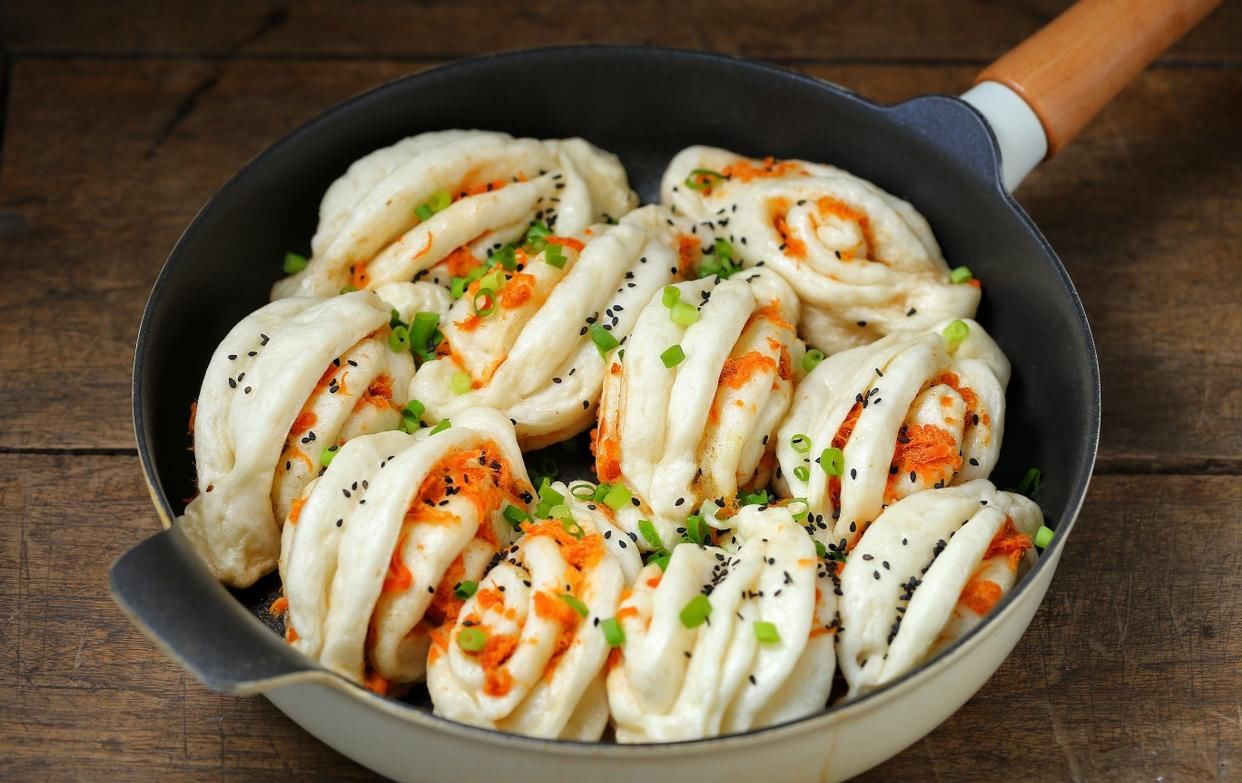  肉松|花卷煎着吃，松软与香脆完美结合，一次发酵省时省力，早餐不愁了