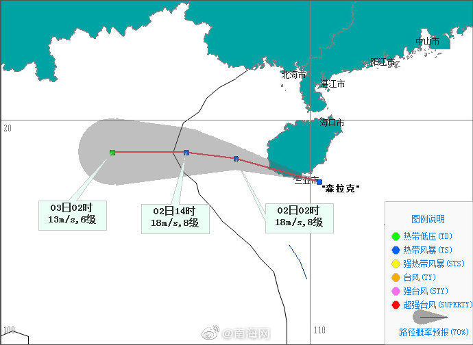 三亚|来了！“森拉克”从三亚以南近海擦过进入北部湾