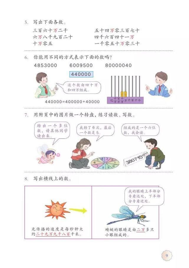 电子版|2020秋人教版四年级数学（上册）教材高清电子版及知识要点