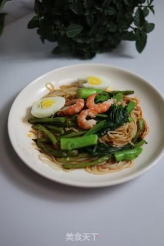  拌面|青菜虾仁鸡蛋拌面