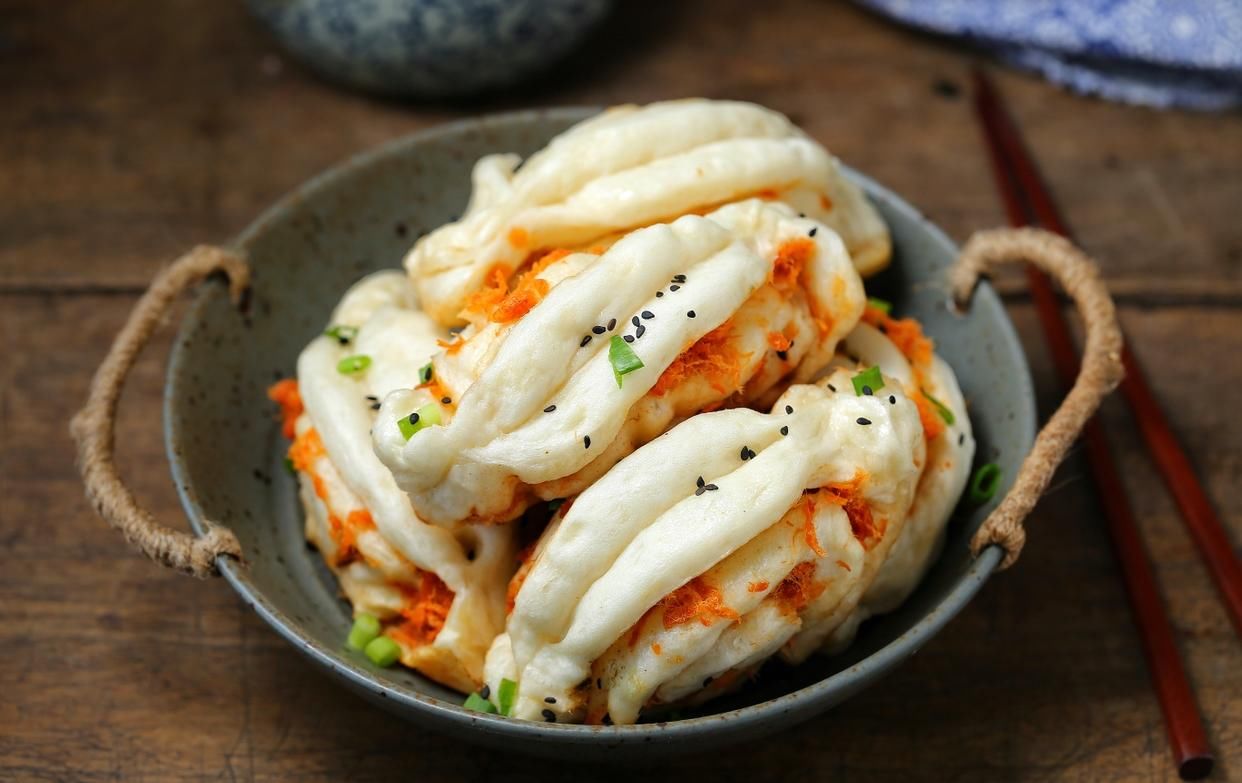  肉松|花卷煎着吃，松软与香脆完美结合，一次发酵省时省力，早餐不愁了