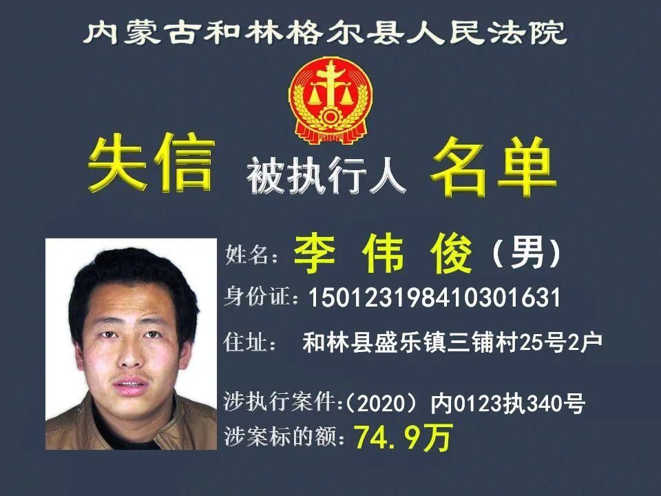公布|曝光！呼和浩特又一批失信被执行人名单公布