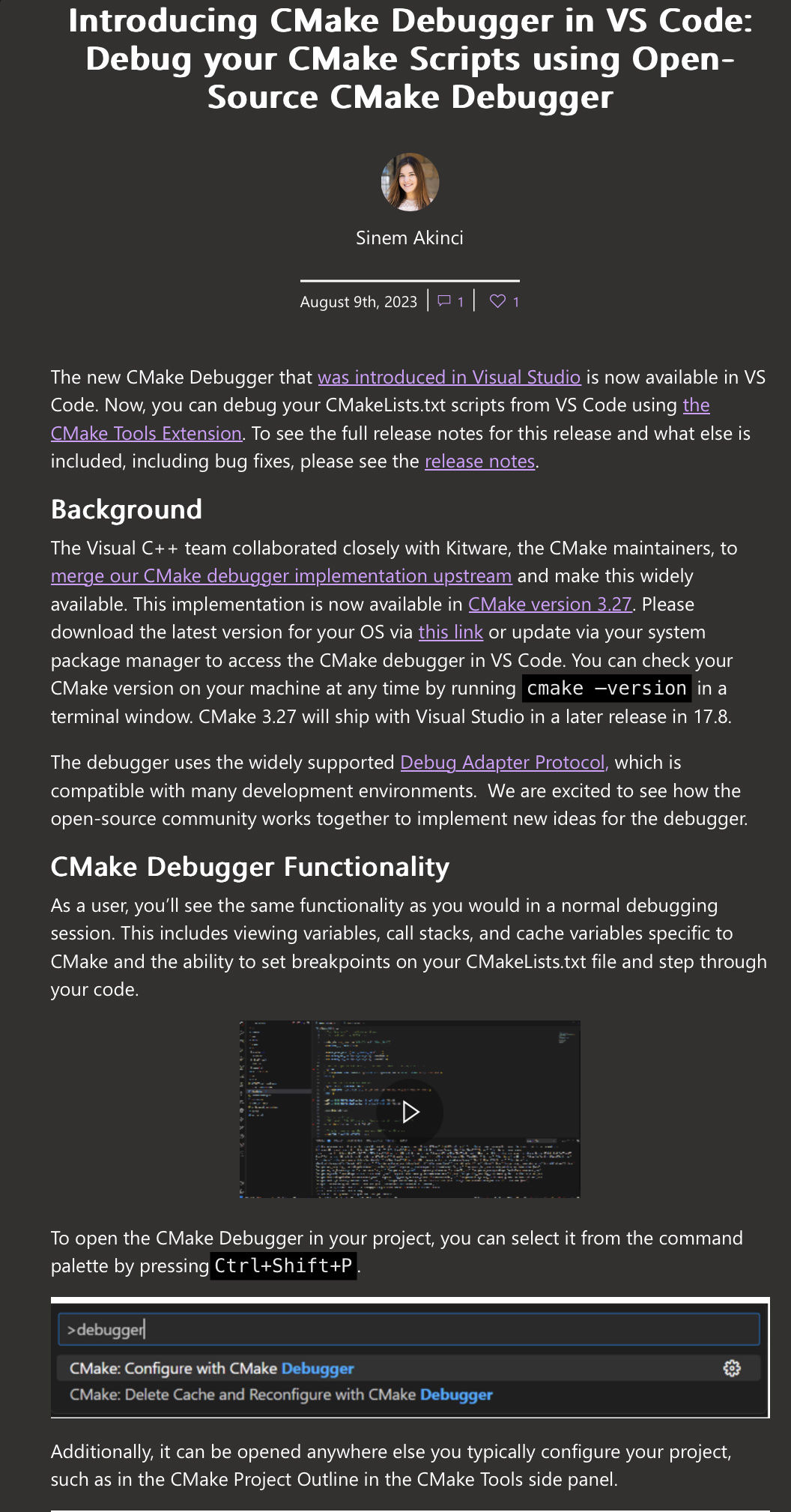 微软为 VS Code 引入 Visual Studio 的 CMake 调试器