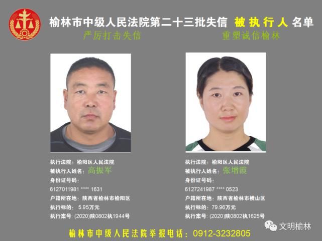 榆林|榆林二十三批失信被执行人名单，看看认识不