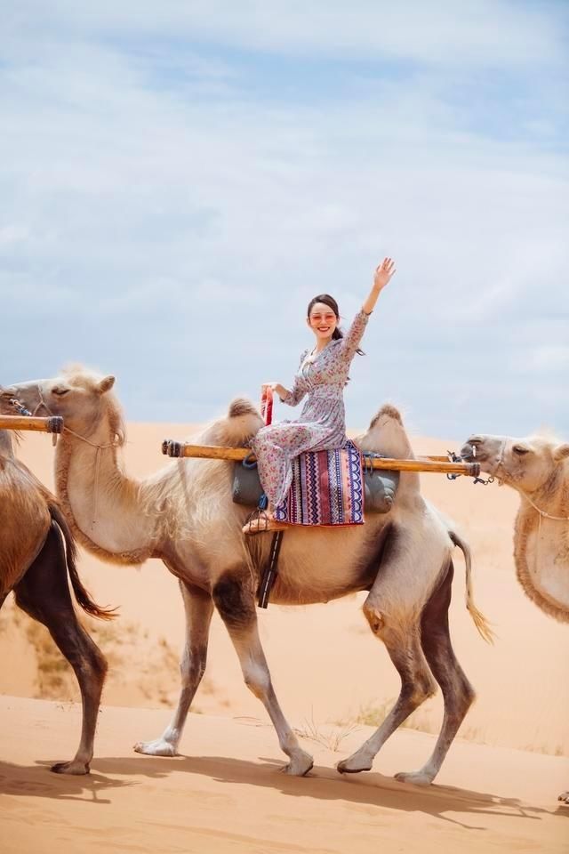  吉娜|妻子团沙漠上骑骆驼，蔡少芬风姿绰约，吉娜穿碎花裙少女感满满