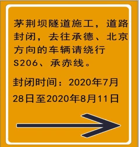 北京方向|7月28日至8月11日，这段路施工，请绕行！