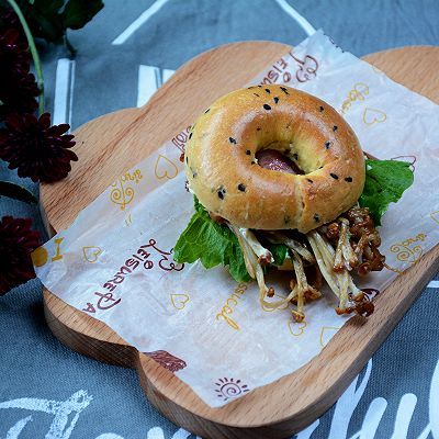  贝果|黑芝麻贝果三明治