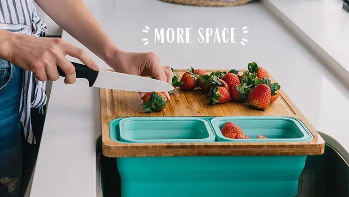  备菜|把砧板挖两个洞，切洗滤一次完成，备菜也可以很轻松