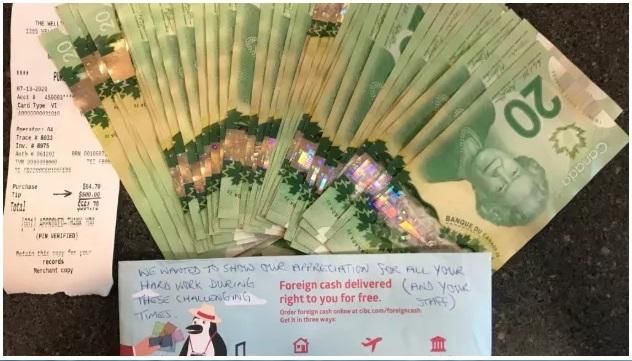 小费|加拿大早餐店收到1500元小费 老板感动到热泪盈眶