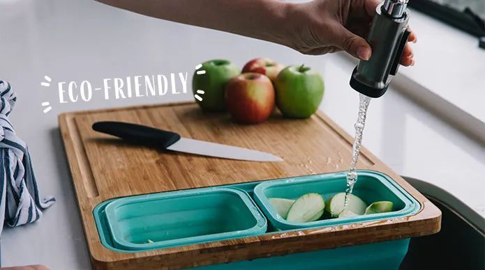  备菜|把砧板挖两个洞，切洗滤一次完成，备菜也可以很轻松