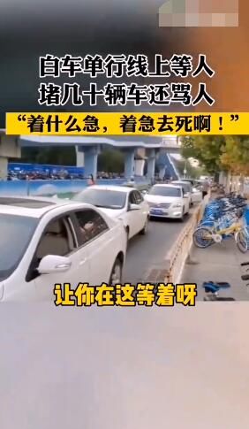 着急|罚！天通苑一轿车停单行线堵几十辆车 司机还怼人：着急去死啊