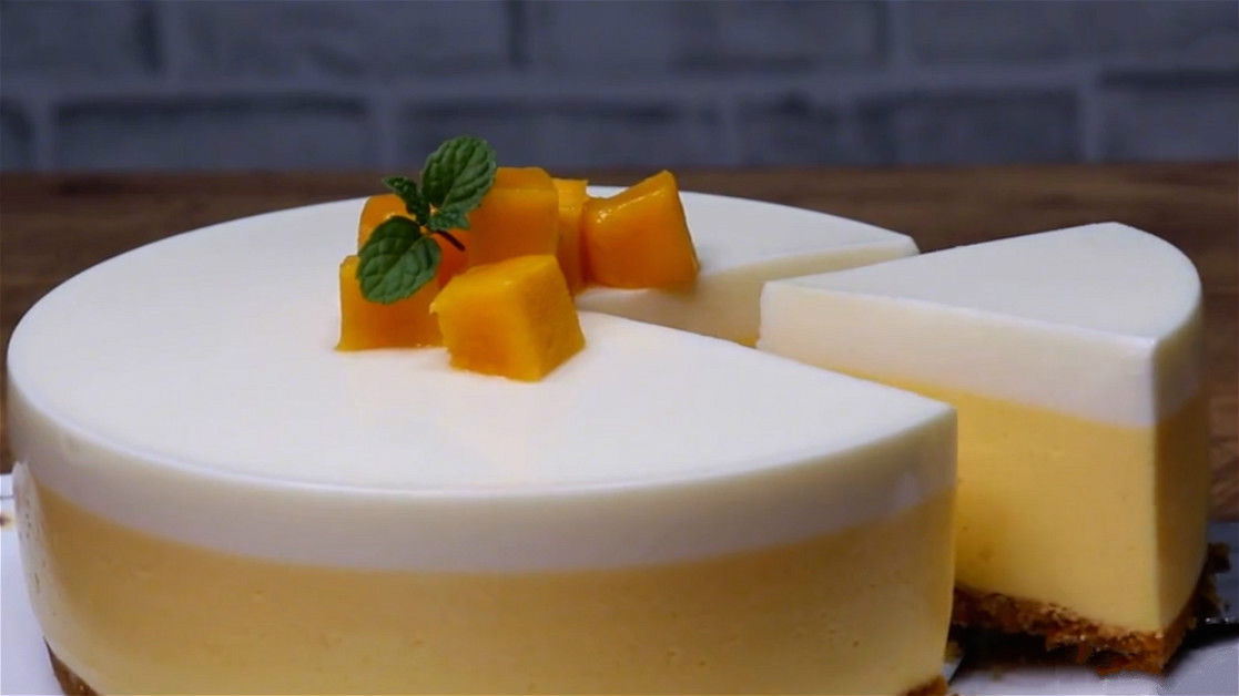  不用|在家就能自己做的芒果慕斯蛋糕，不用烤箱，喜欢的不要错过哦