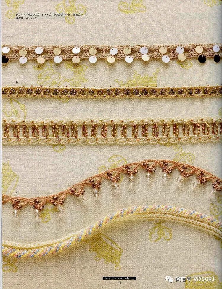  蕾丝|蕾丝钩针编织的精致小巧花边，钩织布相结合很相配