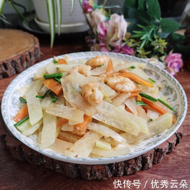 虾仁|虾仁炒苤蓝,清爽小菜