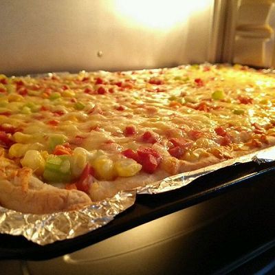  蔬菜|火腿丁蔬菜馅披萨