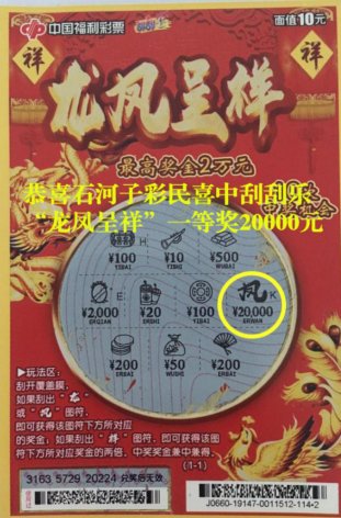 黄人|福彩“小黄人”送上复工大礼!石城彩民喜中“龙凤呈祥”一等奖2万元