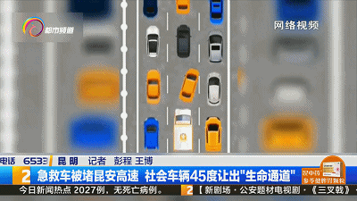  让行|暖！急救车被堵昆安高速，社会车辆45度让出生命通道！