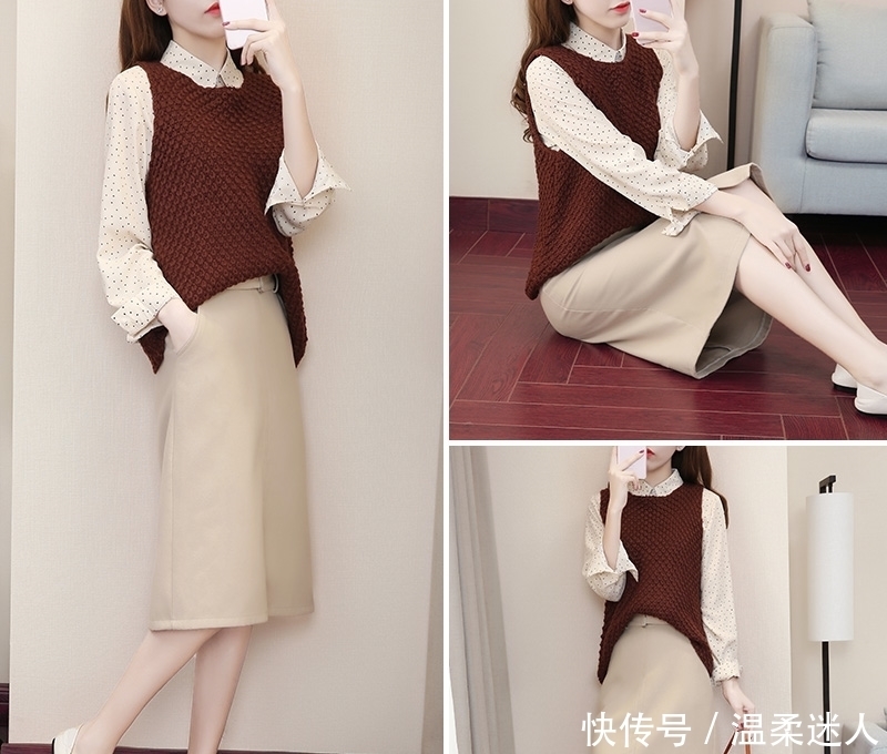 秋裙|女人别穿去年的秋裙了!今年9月流行针织套装,美嫩巨高挑