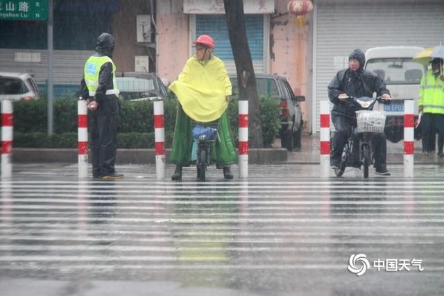 打伞|山东威海遭遇强降雨侵袭 行人打伞出行