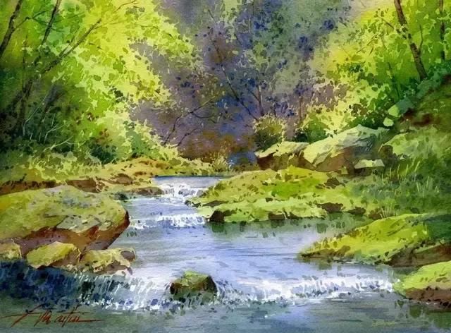 迷人|西班牙艺术家的水彩风景画水色交融、生动自然，太迷人了