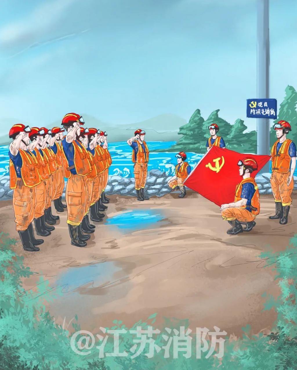 消防指战员|走心了,9幅插画致敬最美火焰蓝