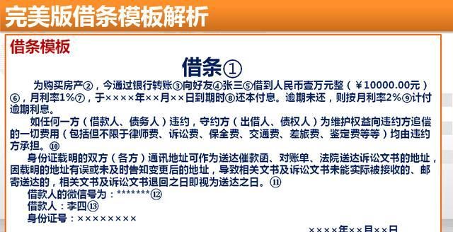 法定代表人|民法典实施后“完美借条”范本及使用说明解读，后附借条模板