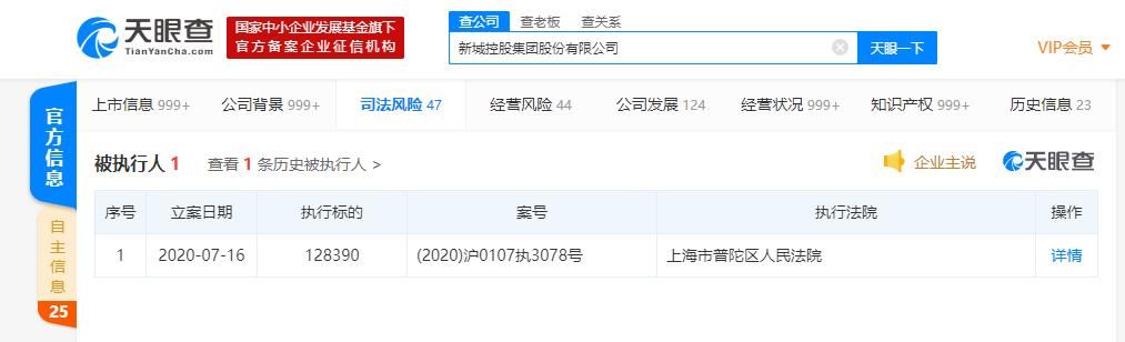 被执行人|新城控股成被执行人，执行标的超12万
