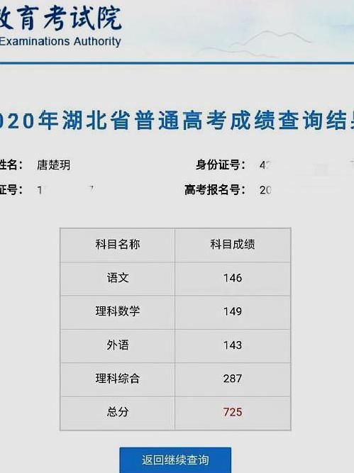 唐楚玥|2020高考状元来了!高考总分725分,语文146分,数学149分