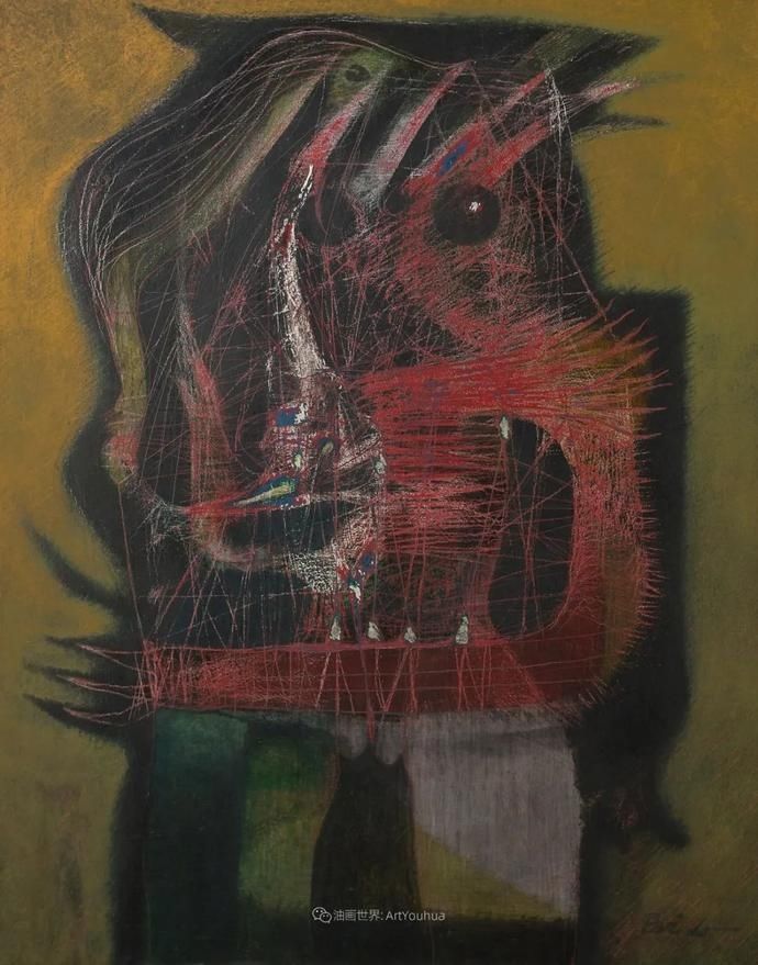  笔触|强烈的笔触和色彩，表现出韧性、肮脏及人性