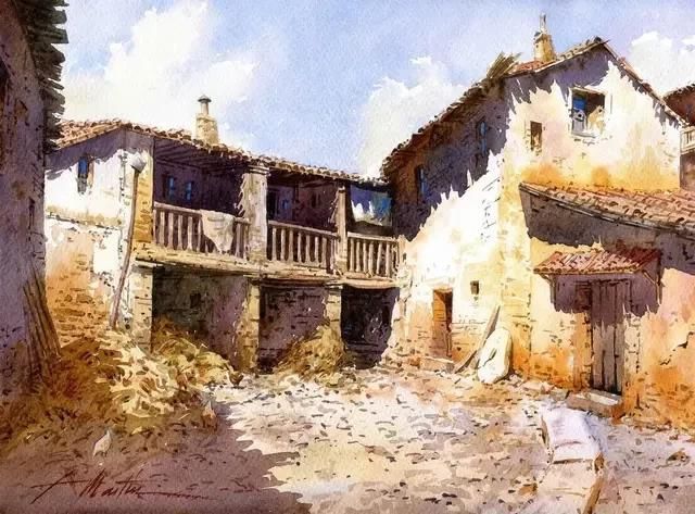 迷人|西班牙艺术家的水彩风景画水色交融、生动自然，太迷人了