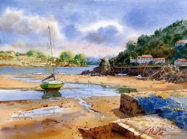 迷人|西班牙艺术家的水彩风景画水色交融、生动自然，太迷人了