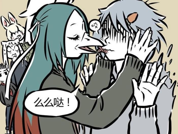  亲哮|非人哉漫画：神怪们玩游戏，刑天认真“过头”，精卫在丈夫面前亲哮天
