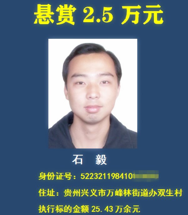 老赖|举报有奖，最高悬赏30万元！贵州一法院在找这18个“老赖” ！